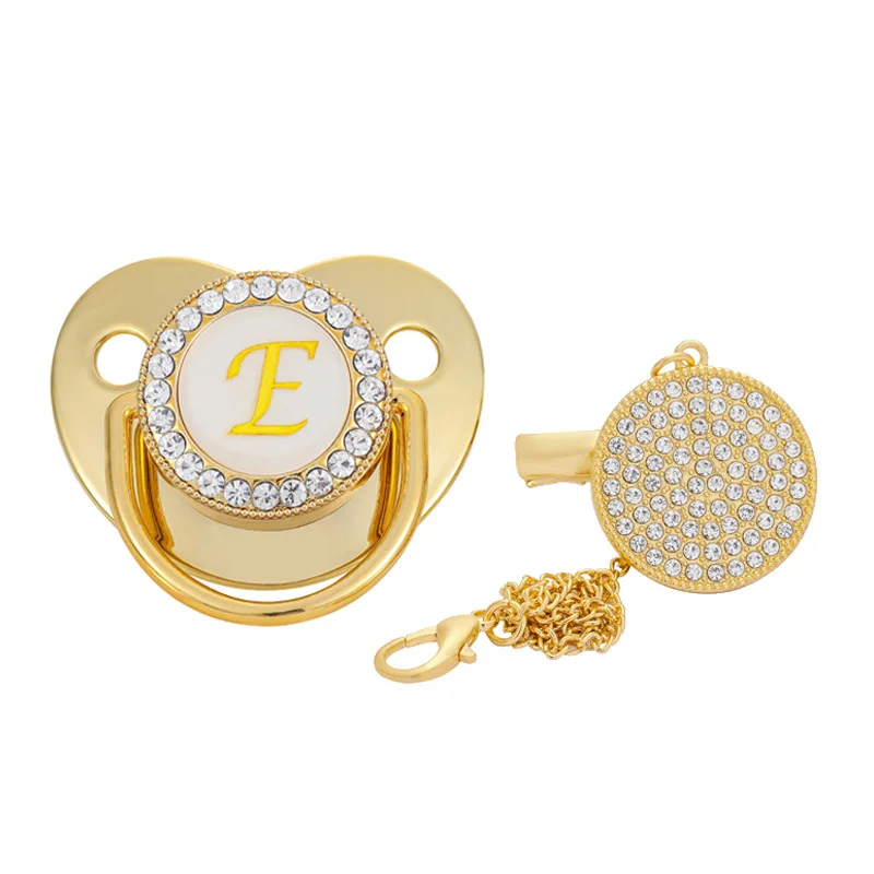 New 26 Name Initial Letter Baby Pacifier and Pacifier Clips BPA Free Silicone Infant Nipple Gold Bling Newborn Dummy Soother
New 26 Name Initial Letter Baby Pacifier and Pacifier Clips BPA Free Silicone Infant Nipple Gold Bling Newborn Dummy Soother
