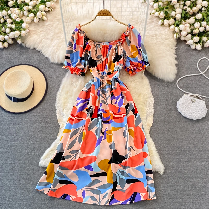 Sexy Square Collar Puff Short Sleeve Women Midi Dress Beach Vacation Party Robe Female Elegant Off Shoulder High Waist Vestidos
Sexy Square Collar Puff Short Sleeve Women Midi Dress Beach Vacation Party Robe Female Elegant Off Shoulder High Waist Vestidos