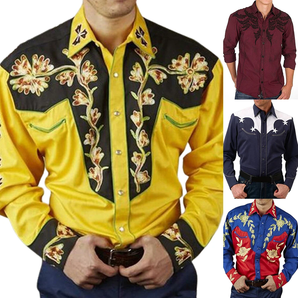 Spring Men Western Printed Long Sleeve Shirts Casual Loose Slim T-shirt Button Down Dress Shirt Blouse Tops Mens Clothing
Spring Men Western Printed Long Sleeve Shirts Casual Loose Slim T-shirt Button Down Dress Shirt Blouse Tops Mens Clothing