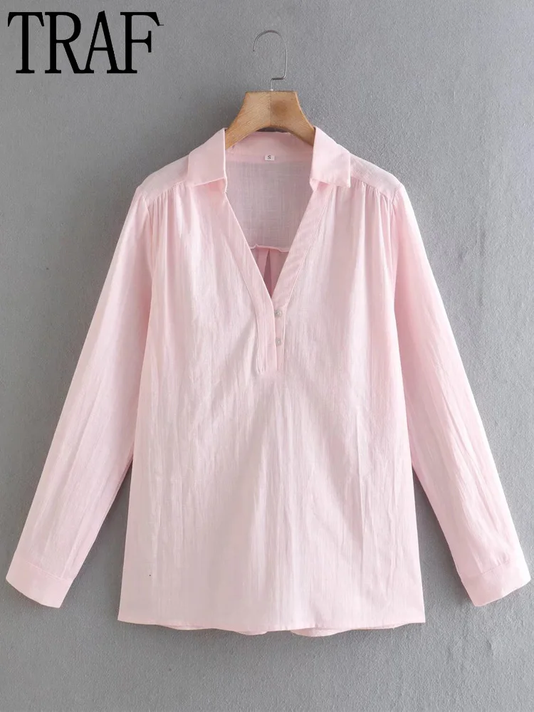 TRAF Pink Blouses Women Pleated Button Up Shirts Woman Summer Loose Blouses and Shirts for Women Long Sleeve Collared Top Female
TRAF Pink Blouses Women Pleated Button Up Shirts Woman Summer Loose Blouses and Shirts for Women Long Sleeve Collared Top Female