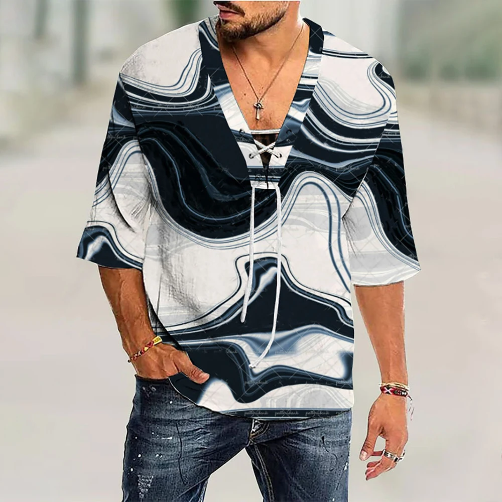 V Neck Button T Shirts For Men Retro Printed Streetwear Short Sleeve T-Shirt Casual Loose Lace Up Tops Harajuku Blouse
V Neck Button T Shirts For Men Retro Printed Streetwear Short Sleeve T-Shirt Casual Loose Lace Up Tops Harajuku Blouse