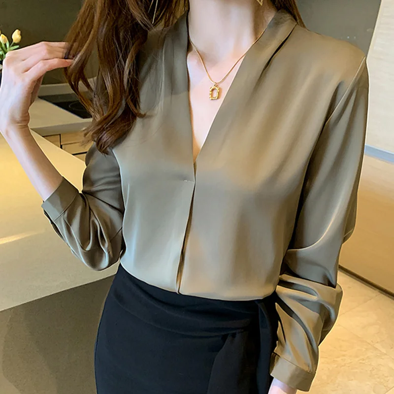 Elegant V-Neck Chiffon Blouse Spring Office Lady Long Sleeve Shirt Fashion Womens Tops and Blouses Gentle White Clothing 25848 
Elegant V-Neck Chiffon Blouse Spring Office Lady Long Sleeve Shirt Fashion Womens Tops and Blouses Gentle White Clothing 25848
