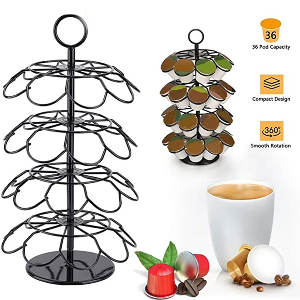 36 Cups Rotatable Coffee Pod Holder Iron Black Coffee Capsule Tower Stand Storage Rack For Kitchen Counter Organizer
36 Cups Rotatable Coffee Pod Holder Iron Black Coffee Capsule Tower Stand Storage Rack For Kitchen Counter Organizer