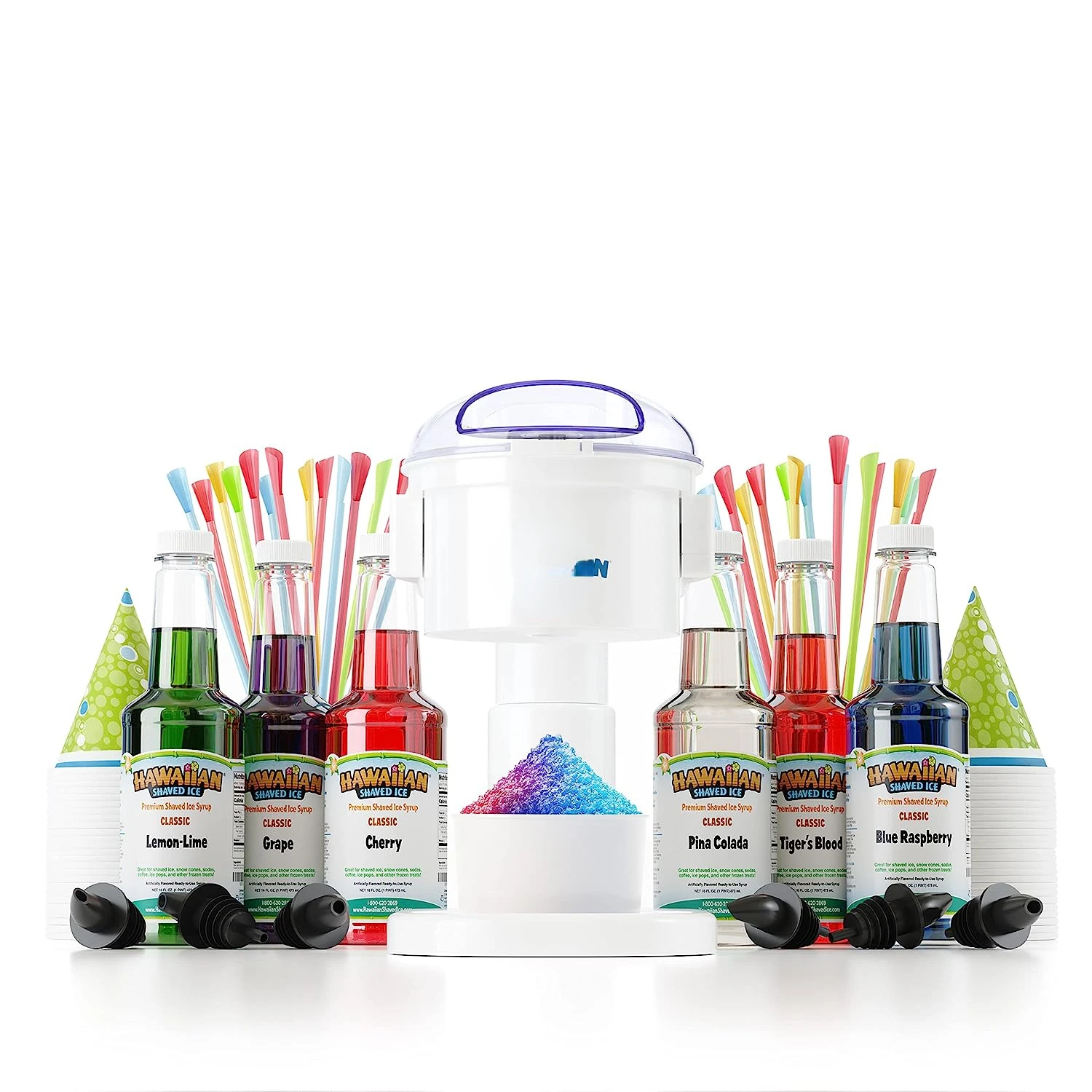 Shaved Ice S700 Snow Cone Machine Kit with 6 - 16oz. Syrups Cherry, Grape, Blue Raspberry, Tiger\u2019s Blood, Lemon-Lime, Pina
Shaved Ice S700 Snow Cone Machine Kit with 6 - 16oz. Syrups Cherry, Grape, Blue Raspberry, Tiger\u2019s Blood, Lemon-Lime, Pina