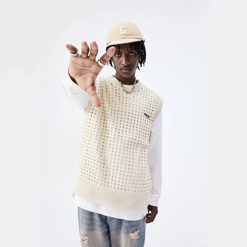 Осенний мужской свитер, жилет в стиле хип-хоп, трендовый винтажный сетчатый дизайнерский жилет с круглым вырезом, повседневный однотонный Мягкий Вязаный жилет в стиле Харадзюку для мужчин
Осенний мужской свитер, жилет в стиле хип-хоп, трендовый винтажный сетчатый дизайнерский жилет с круглым вырезом, повседневный однотонный Мягкий Вязаный жилет в стиле Харадзюку для мужчин