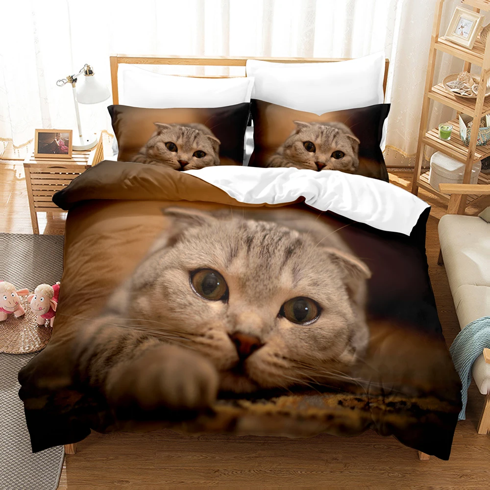 Fold Lovely Cats Printed Comforter Duvet Cover Queen King Single Size Home Textile Bedroom Decor 3D Cat Bedding Set Scottish 
Fold Lovely Cats Printed Comforter Duvet Cover Queen King Single Size Home Textile Bedroom Decor 3D Cat Bedding Set Scottish