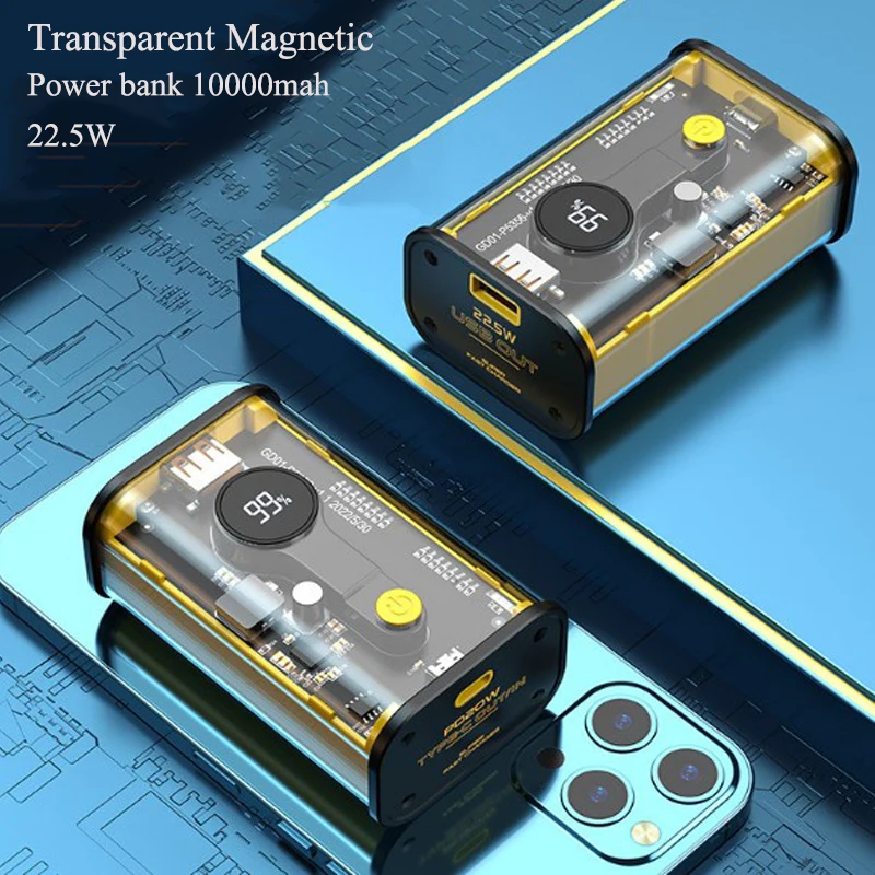10000mAh Transparent Wireless Power Bank Portable Magnetic Wireless External Battery Pack For iphone 14 13 12 Pro Max samsung
10000mAh Transparent Wireless Power Bank Portable Magnetic Wireless External Battery Pack For iphone 14 13 12 Pro Max samsung