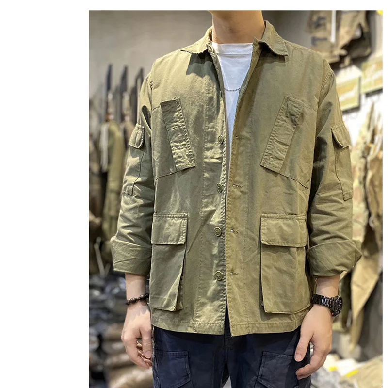 American Tooling Shirt Spring Cotton Military Square Collar Multi Bag Windbreaker Water Wash Short Jacket Outdoor Cargo Coat Top
American Tooling Shirt Spring Cotton Military Square Collar Multi Bag Windbreaker Water Wash Short Jacket Outdoor Cargo Coat Top