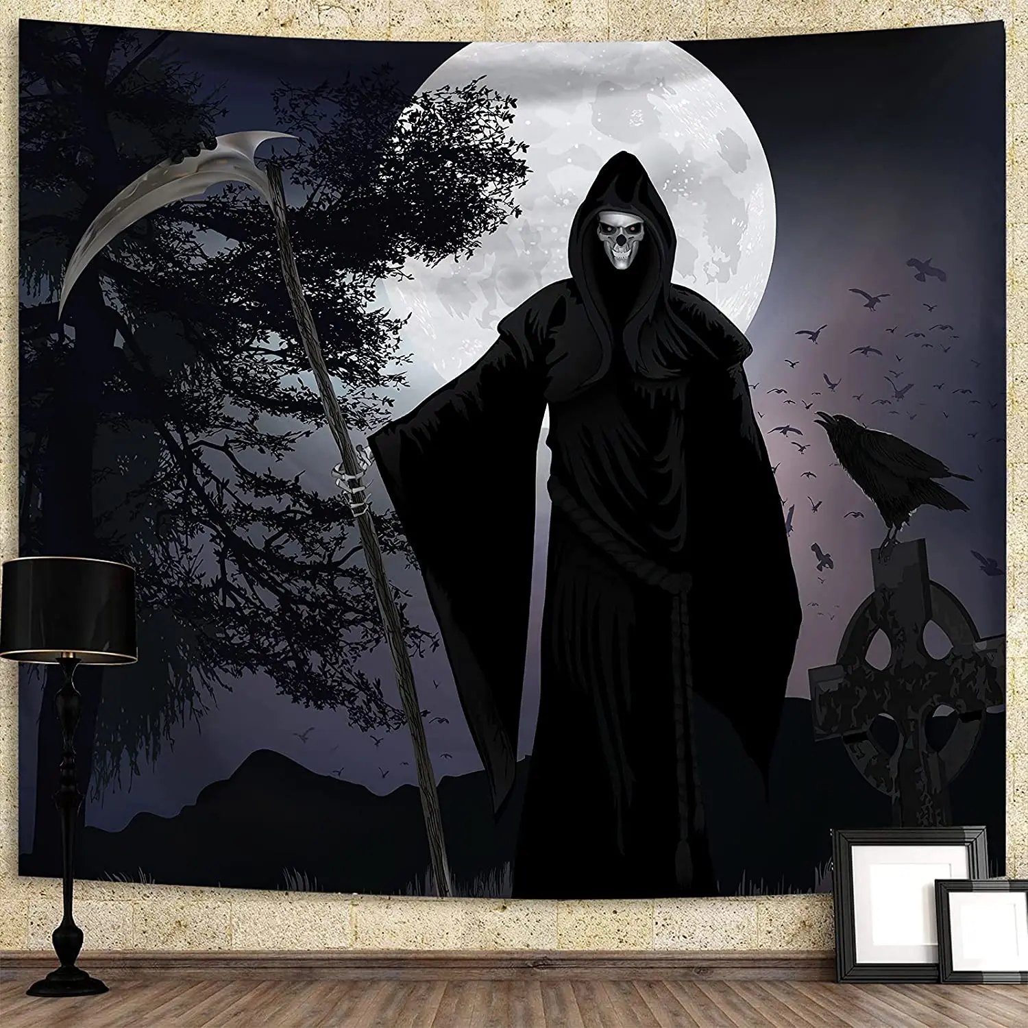 Grim Reaper Creepy Wall Tapestry Black Tapestry Wall Hanging Aesthetic Tapestries Trippy Wall Decor for Bedroom Living Room
Grim Reaper Creepy Wall Tapestry Black Tapestry Wall Hanging Aesthetic Tapestries Trippy Wall Decor for Bedroom Living Room