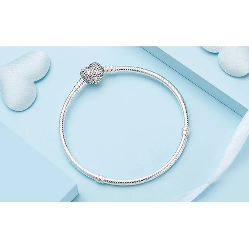 Original 100% 925 Sterling Silver Heart shaped Buckle Snake Chain Great Sale Boutique DIY Bracelet
Original 100% 925 Sterling Silver Heart shaped Buckle Snake Chain Great Sale Boutique DIY Bracelet