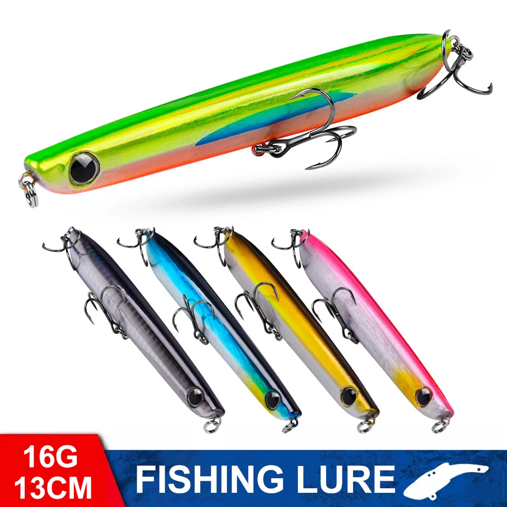 1PC Fishing Lure 13cm 16g Topwater Popper Hard Bait Floating Pencil Lure Wobblers Crankbait With 4 Trebles For Snakehead Tackle
1PC Fishing Lure 13cm 16g Topwater Popper Hard Bait Floating Pencil Lure Wobblers Crankbait With 4 Trebles For Snakehead Tackle