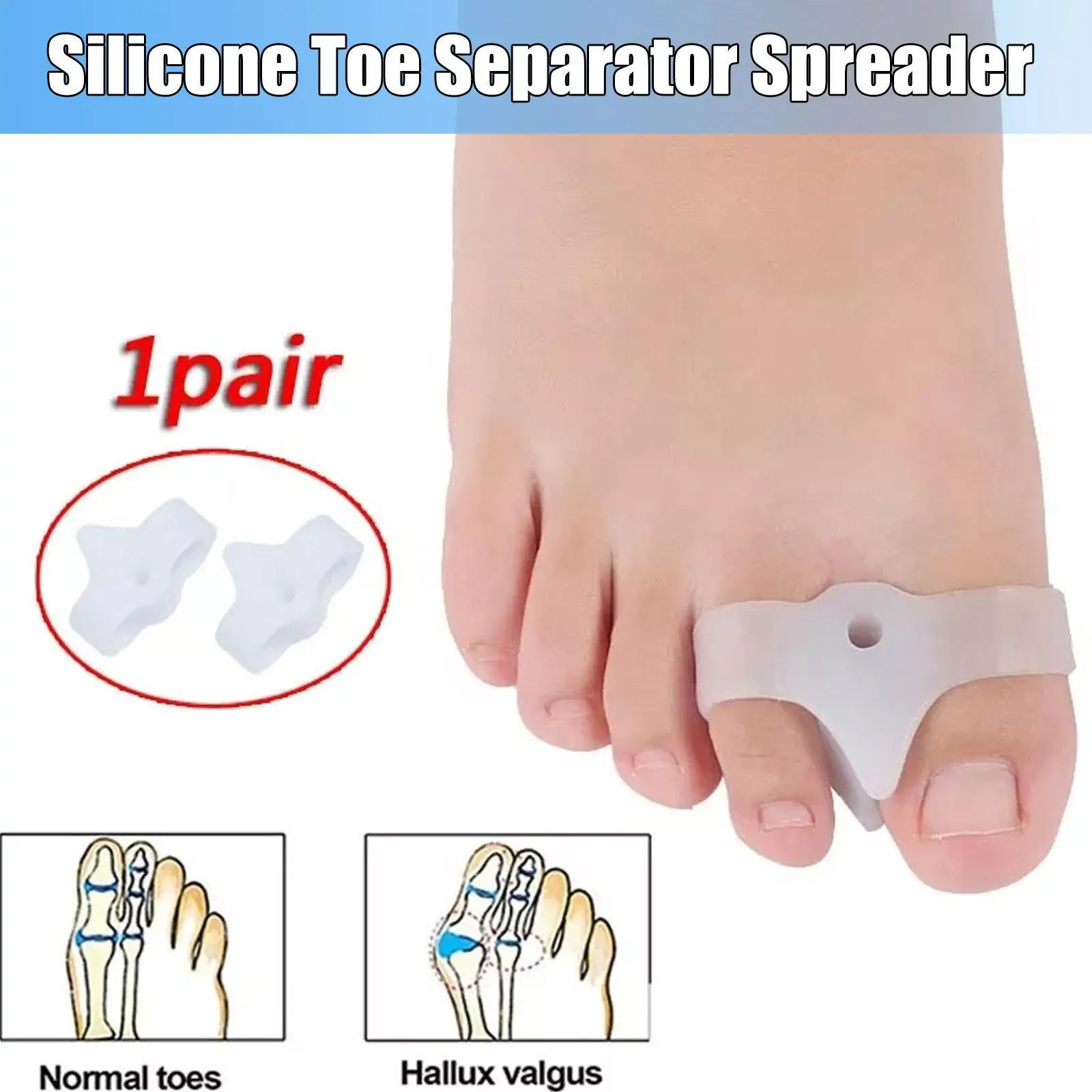 2 шт., силиконовый разделитель большого пальца ноги при вальгусной деформации 
2 шт., силиконовый разделитель большого пальца ноги при вальгусной деформации