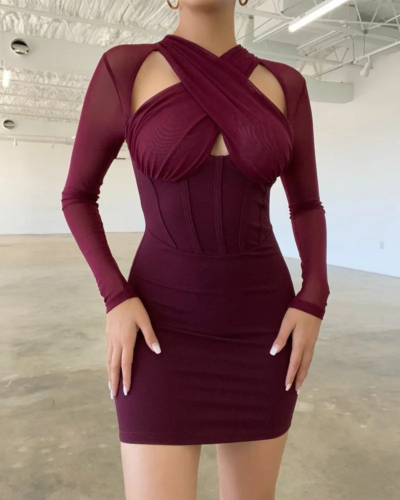 Women Dresses 2022 Spring and Summer Elegant Birthday Club Wear Sweet Causal Spot Mesh Stitched Cut-out Slim Dress
Women Dresses 2022 Spring and Summer Elegant Birthday Club Wear Sweet Causal Spot Mesh Stitched Cut-out Slim Dress