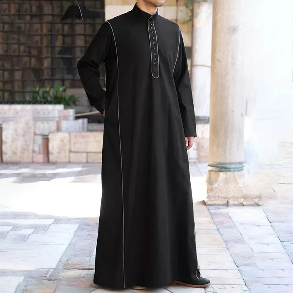 New Arab Robe Solid Long Sleeve Gentleman Button Design Muslim Men's Robe Loose Pullover Mid-east Fashion Men Muslim Robe
New Arab Robe Solid Long Sleeve Gentleman Button Design Muslim Men's Robe Loose Pullover Mid-east Fashion Men Muslim Robe