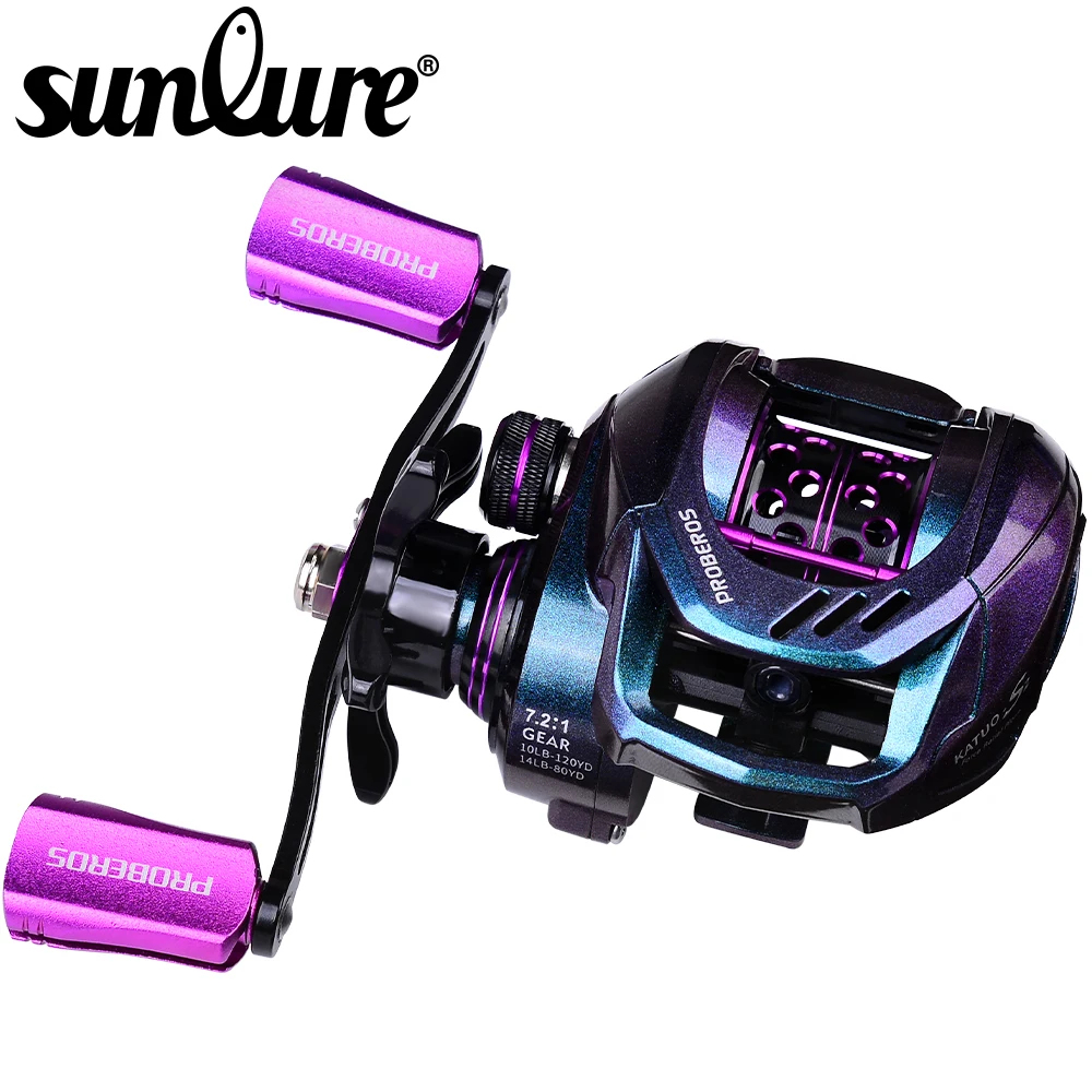 Рыболовная катушка Sunlure, легкая катушка для заброса приманки, передаточное число 7,2: 1, полностью металлическая ручка, колесо для заброса приманки, Магнитная Тормозная система, рыба