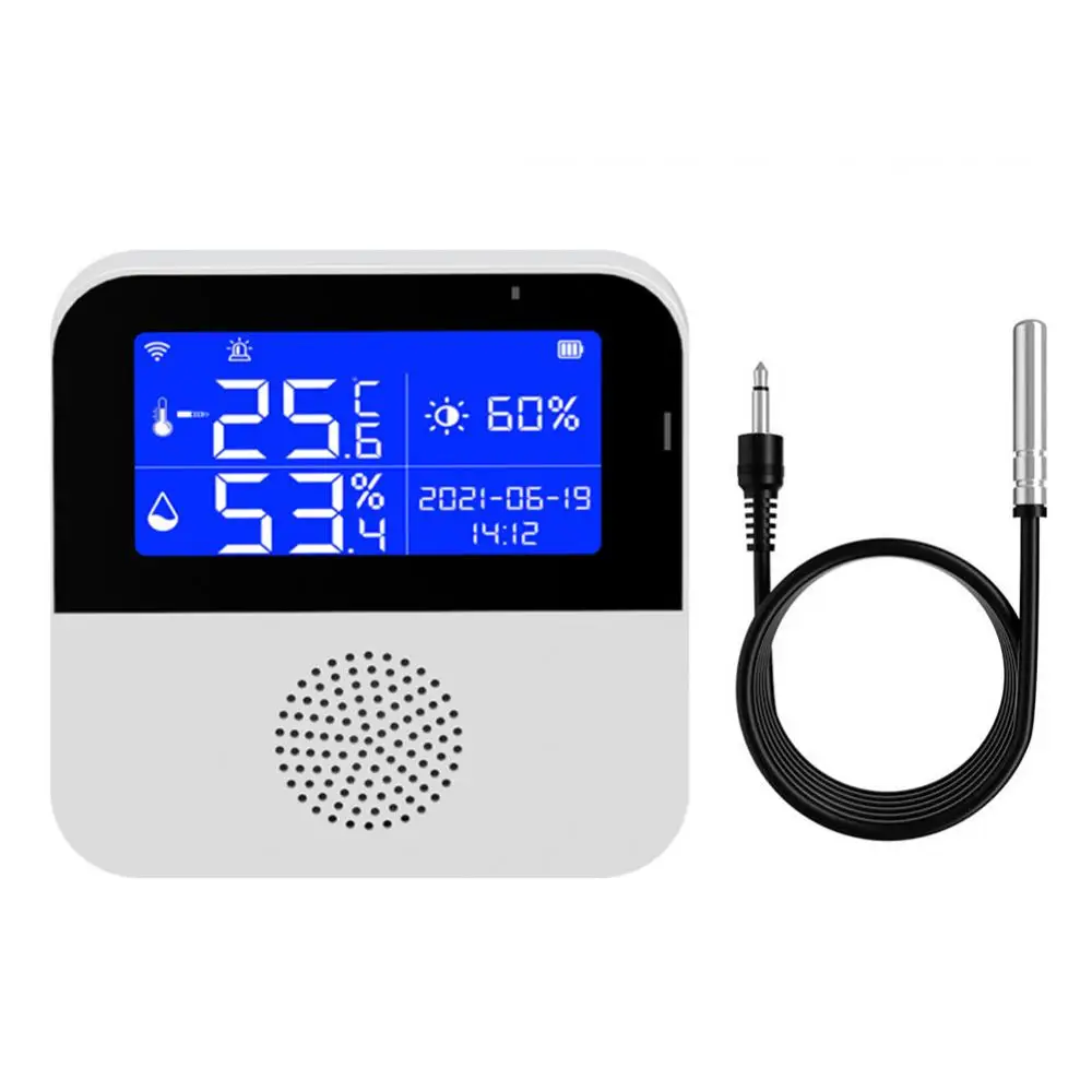 

Датчик температуры и влажности Tuya Wi-Fi с сигнализацией, гигрометр, щуп, термометр, детектор, работает с Smart Life Alexa Google Home