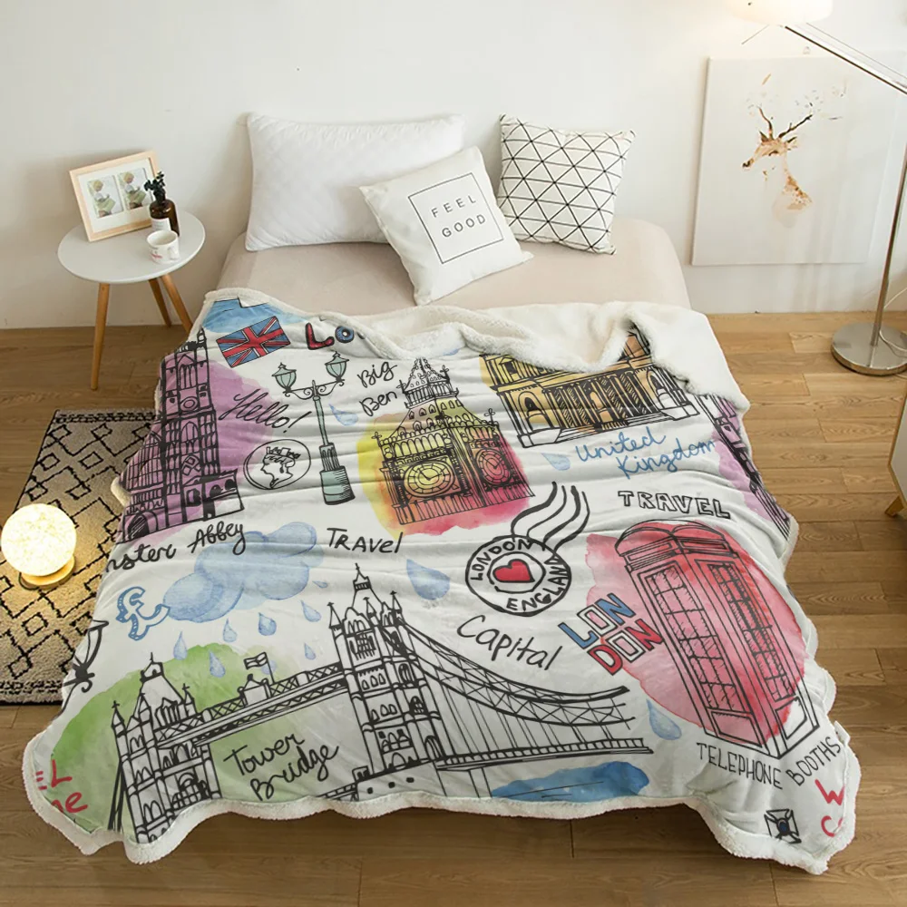London Places Of Interest Watercolor Painting Cashmere Blanket Thick Winter Bed Lamb Blankets Office Nap Sofa Bed Bedspread
London Places Of Interest Watercolor Painting Cashmere Blanket Thick Winter Bed Lamb Blankets Office Nap Sofa Bed Bedspread