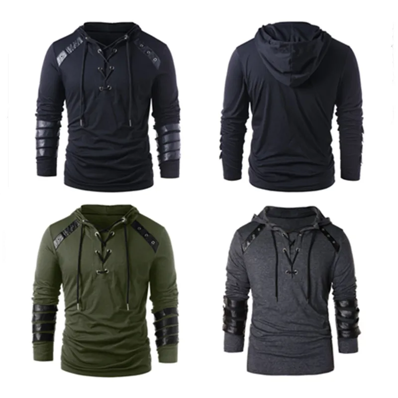 Men Gothic Steampunk Hooded Hoodie Shirts Sweatshirt Lace Up Long Sleeve Pullover Hooded Casual Blouse Tops
Men Gothic Steampunk Hooded Hoodie Shirts Sweatshirt Lace Up Long Sleeve Pullover Hooded Casual Blouse Tops
