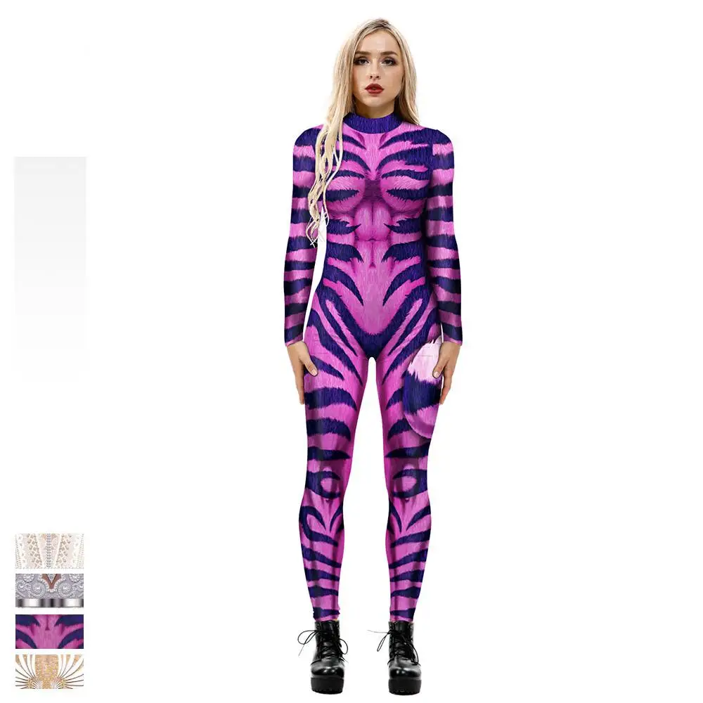 2022 Halloween Cosplay Clothing Tights Zipper Jumpsuit Animal Stripes Bodycon Romper Long Sleeve Rompers Womens Jumpsuit
2022 Halloween Cosplay Clothing Tights Zipper Jumpsuit Animal Stripes Bodycon Romper Long Sleeve Rompers Womens Jumpsuit