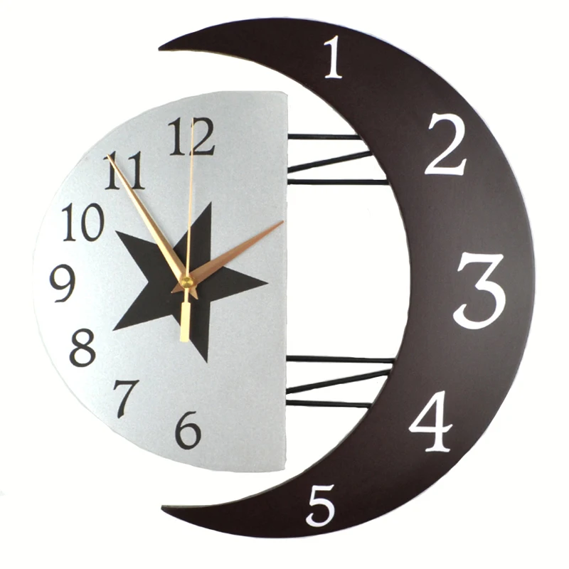 Wood Clock Wall Clock Mechanism Living Room Modern Wall Watch Creative Sun and Moon Mute Home Decorative Duvar Saati Decor
Wood Clock Wall Clock Mechanism Living Room Modern Wall Watch Creative Sun and Moon Mute Home Decorative Duvar Saati Decor