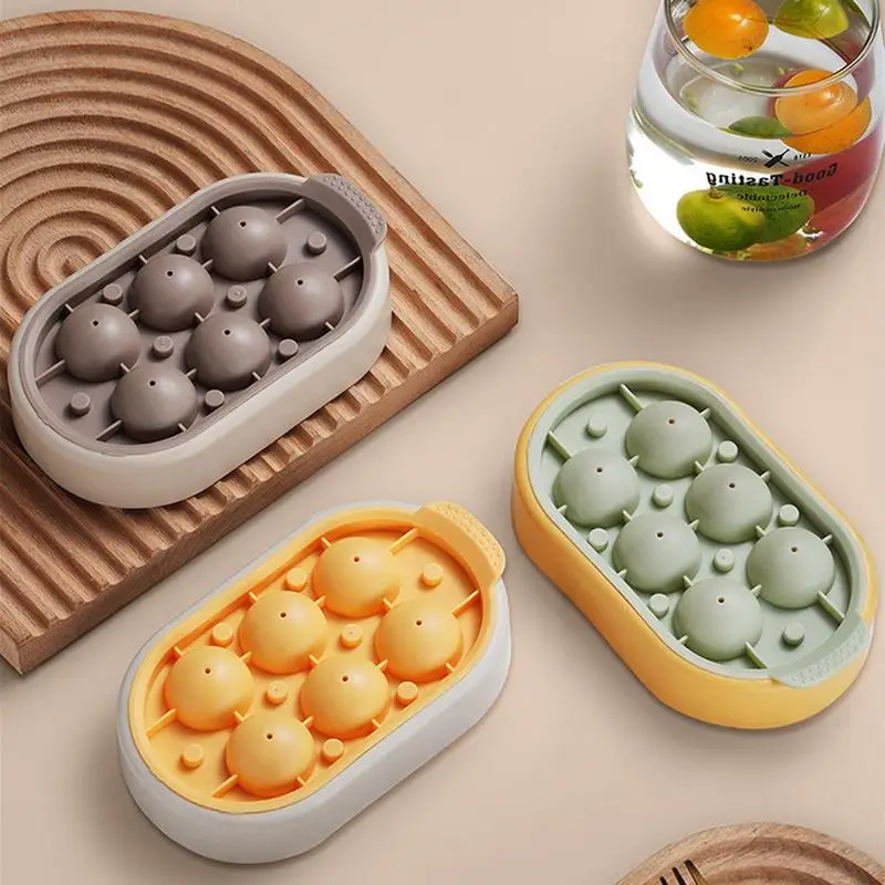 

Cocktail Ice Cube Molds 6 Grids Silicone Ice Cube Maker Whisky Cocktail Ice Mould Round Ice Hockey Mold Tray For Cold Beverage