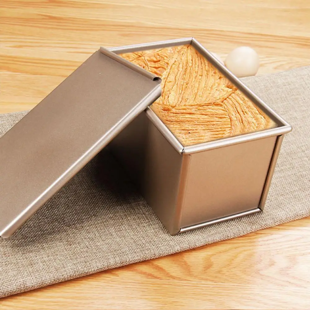 

Steel Non-stick Bellows Cover Toast Box Mold Loaf Pan Carbon Baking Bread Pastry Mold Cakes Mold Cuboid Quadrate Toast Mold