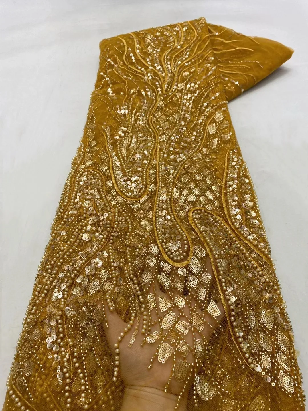 Luxury Gold African Handmade Beads Laces Fabrics Nigerian Mesh Lace Fabrics for Wedding Party French Tulle Lace Fabric HMX5336
Luxury Gold African Handmade Beads Laces Fabrics Nigerian Mesh Lace Fabrics for Wedding Party French Tulle Lace Fabric HMX5336