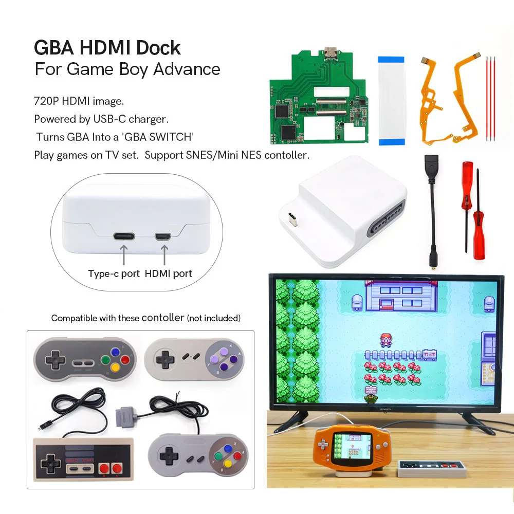 720P HDMI GBA Dock Station Kit V2 для игровой усовершенствованной консоли Game Boy превращает GBA в GBA Switch GBA HDMI Dock V2
720P HDMI GBA Dock Station Kit V2 для игровой усовершенствованной консоли Game Boy превращает GBA в GBA Switch GBA HDMI Dock V2