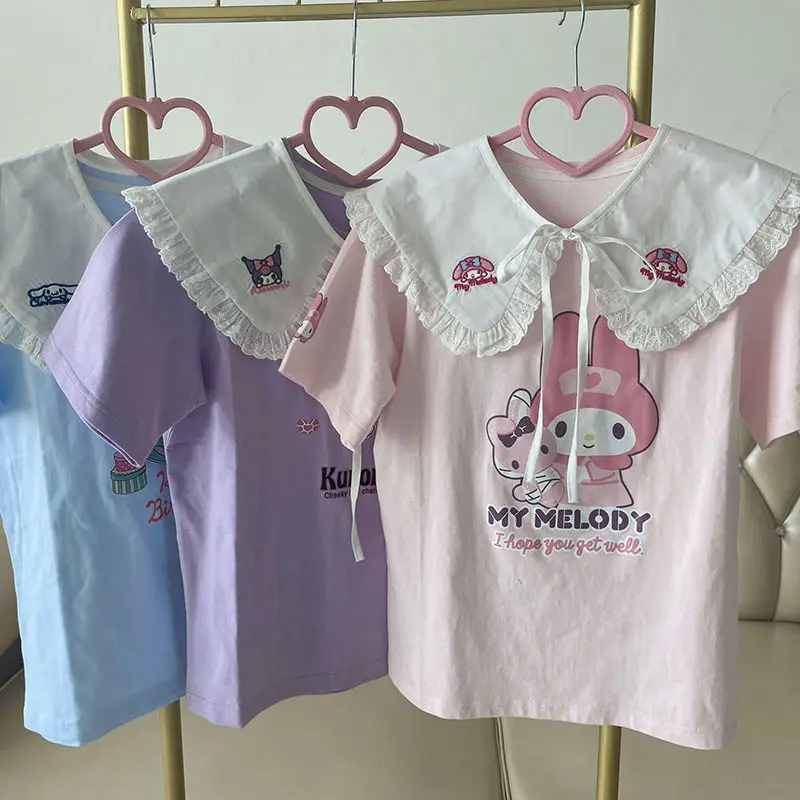 Kawaii Sanrio Kuromi My Melody Cinnamoroll T-Shirt Girl Summer Loose Cartoon College Style Cute All-Match Half-Sleeve Top
Kawaii Sanrio Kuromi My Melody Cinnamoroll T-Shirt Girl Summer Loose Cartoon College Style Cute All-Match Half-Sleeve Top