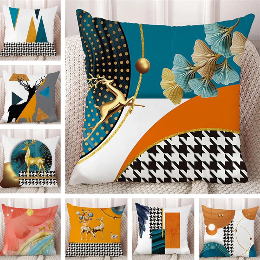 Luxury Short Plush Ginkgo Gold Deer Houndstooth Cushion Covers for Living Room Sofa Xmas Elk Geometric Pillow Case Home Decor
Luxury Short Plush Ginkgo Gold Deer Houndstooth Cushion Covers for Living Room Sofa Xmas Elk Geometric Pillow Case Home Decor