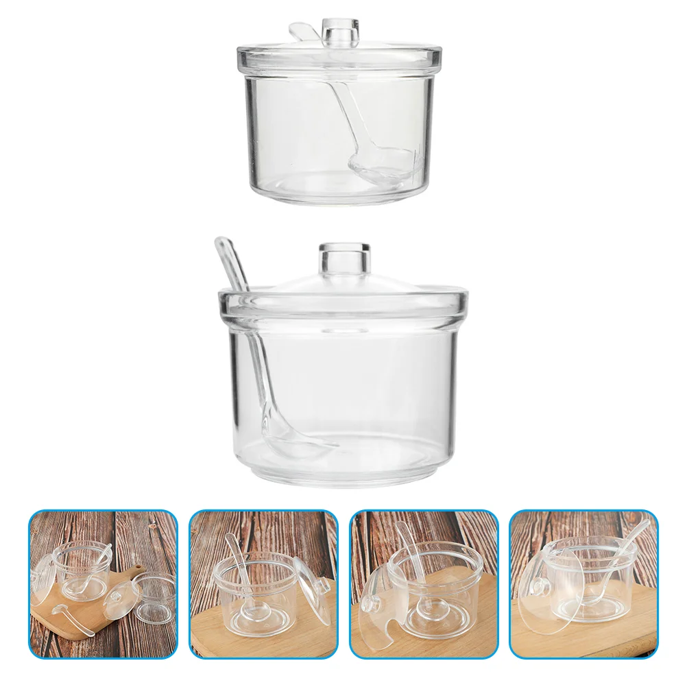2 Sets Seasoning Box Glass Container Lid Transparent Salt Jar Dispenser Condiment Jar Spoon Acrylic Sugar Jar Bowl
2 Sets Seasoning Box Glass Container Lid Transparent Salt Jar Dispenser Condiment Jar Spoon Acrylic Sugar Jar Bowl
