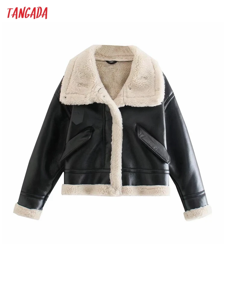 Tangada Women Beige Fur Faux Leather Jacket Coat Turn Down Collar Ladies 2021 Winter Thick Warm Oversized Coat 3H930
Tangada Women Beige Fur Faux Leather Jacket Coat Turn Down Collar Ladies 2021 Winter Thick Warm Oversized Coat 3H930