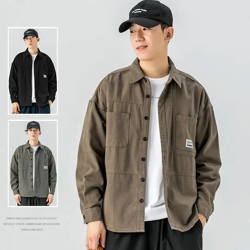 Korean Fashion Shirts for Men Harajuku Black Pocket Long Sleeve Single Breasted Jacket Casual Coat Blusa Masculina Streetwear
Korean Fashion Shirts for Men Harajuku Black Pocket Long Sleeve Single Breasted Jacket Casual Coat Blusa Masculina Streetwear
