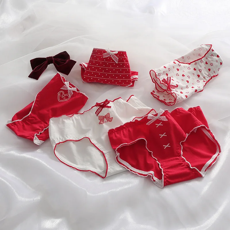 60PCS Japanese Lovely Students Red Underpants Sweet Girl Briefs Cotton Crotch Mid-rise Female Pants Young Women Bow Underwears
60PCS Japanese Lovely Students Red Underpants Sweet Girl Briefs Cotton Crotch Mid-rise Female Pants Young Women Bow Underwears