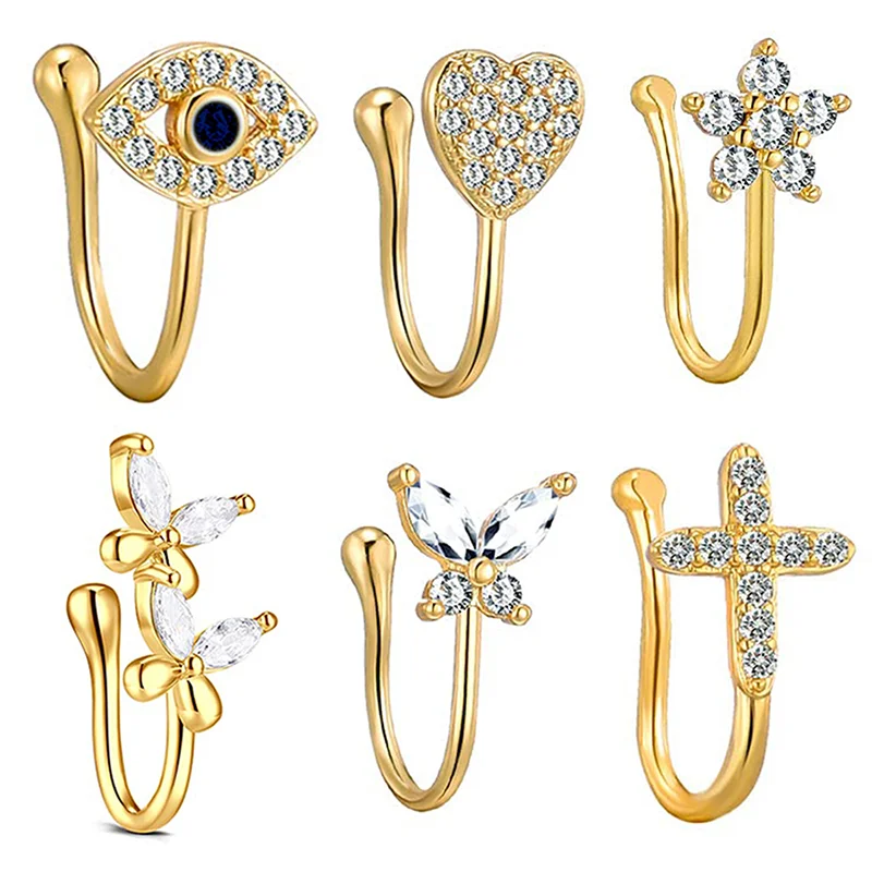 Fine Zircon Butterfly Nose Ring For Women Girls Crystal Love Heart Nose Clip Non Piercing Nose Decoration Puncture Jewelry Gift 
Fine Zircon Butterfly Nose Ring For Women Girls Crystal Love Heart Nose Clip Non Piercing Nose Decoration Puncture Jewelry Gift