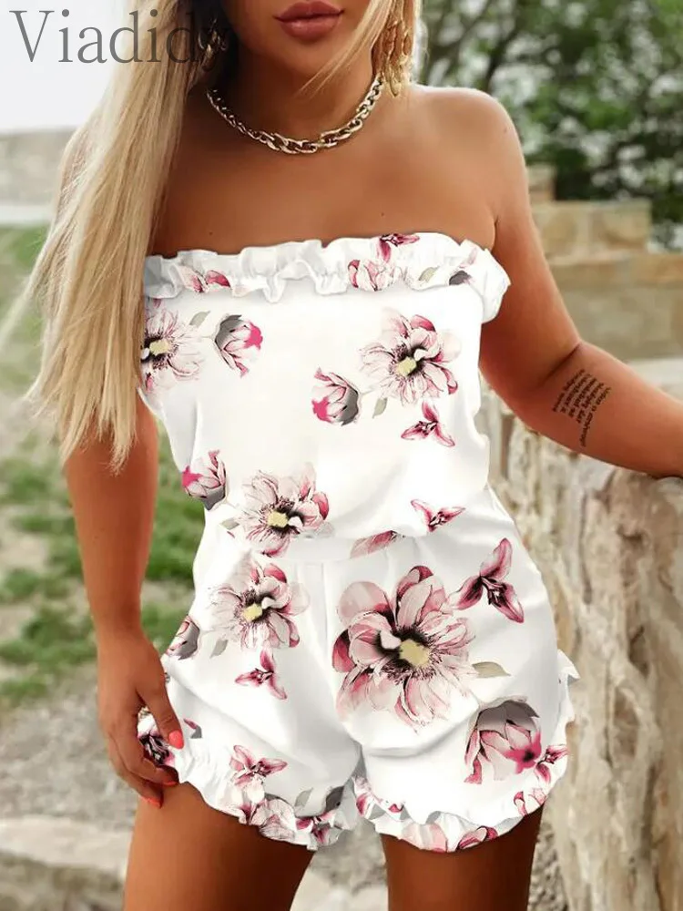 Summer Women Ombre Frill Hem Bandeau Romper Fashion Femme Floral Print Casual Lady Romper Outfits
Summer Women Ombre Frill Hem Bandeau Romper Fashion Femme Floral Print Casual Lady Romper Outfits