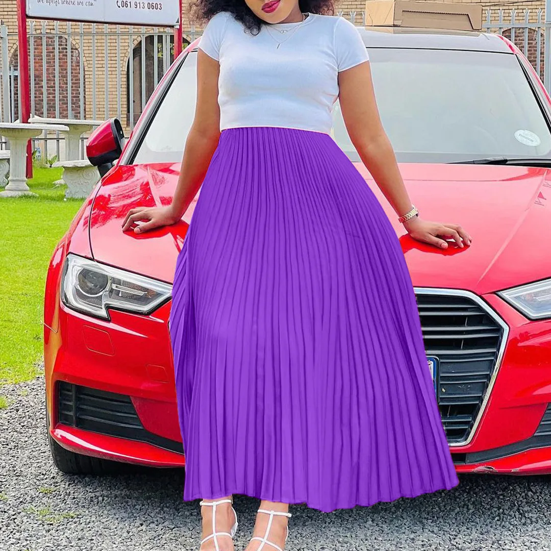 Women's autumn new solid color high waist big skirt long skirt super large size pleated skirt
Women's autumn new solid color high waist big skirt long skirt super large size pleated skirt