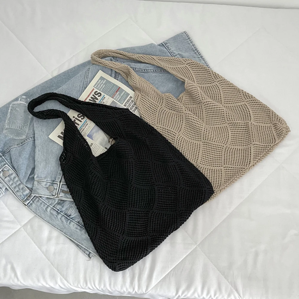 Women Casual Shoulder Bag Large Capacity Underarm Bag Solid Color Hollow Out Woven Bag for Female Girls
Women Casual Shoulder Bag Large Capacity Underarm Bag Solid Color Hollow Out Woven Bag for Female Girls