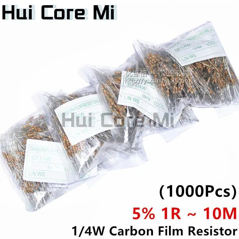 

1000pcs 1/4W Carbon Film Resistor 5% 1R ~ 10M 0R 10R 100R 220R 330R 1K 2.2K 3.3K 4.7K 10K 22K 47K 100K 1M 0 10 100 220 330 ohm