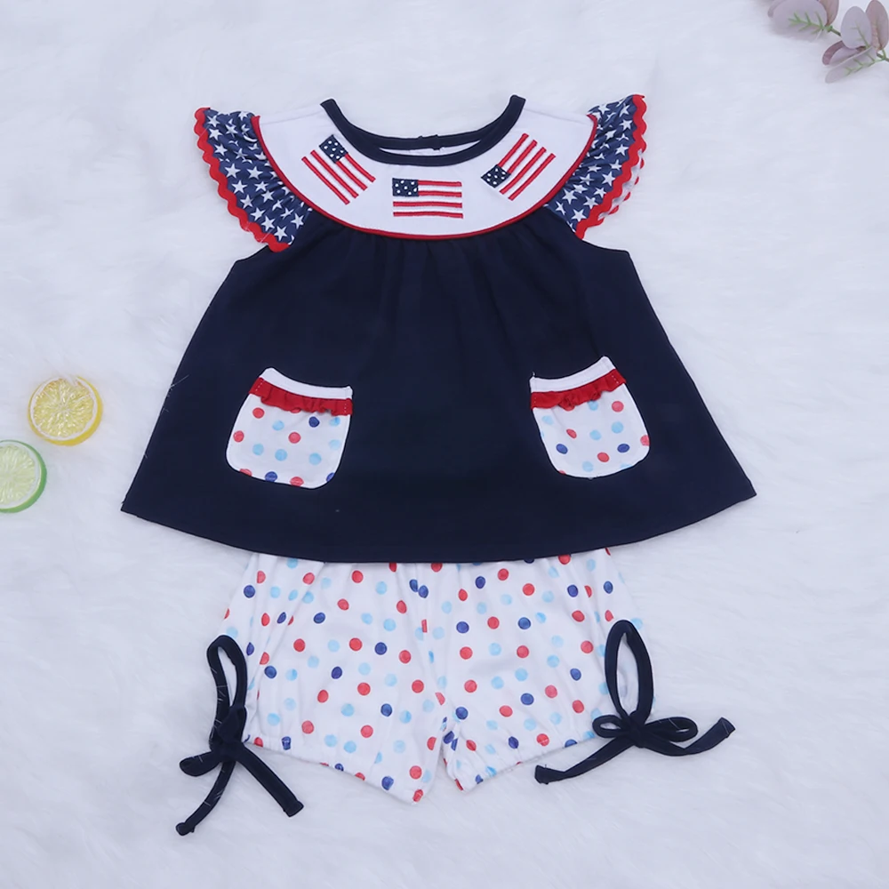 Babi Girl Clothes Set Summer Dress Pretty National Flag Embroidery Sleeveless T-Shirt Lattice Bow Leisure Shorts Suit For Girls
Babi Girl Clothes Set Summer Dress Pretty National Flag Embroidery Sleeveless T-Shirt Lattice Bow Leisure Shorts Suit For Girls