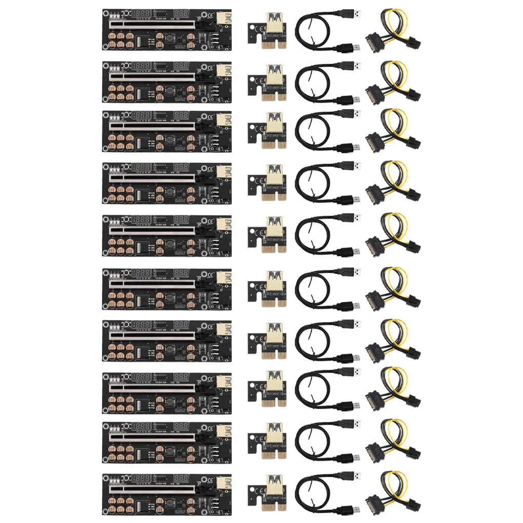 

1/5/6/10pcs PCIE Riser 016 VER016 Riser PCI Express x16 GPU USB3.0 Extension Cable 6PIN Temperature Voltage For BTC Miner