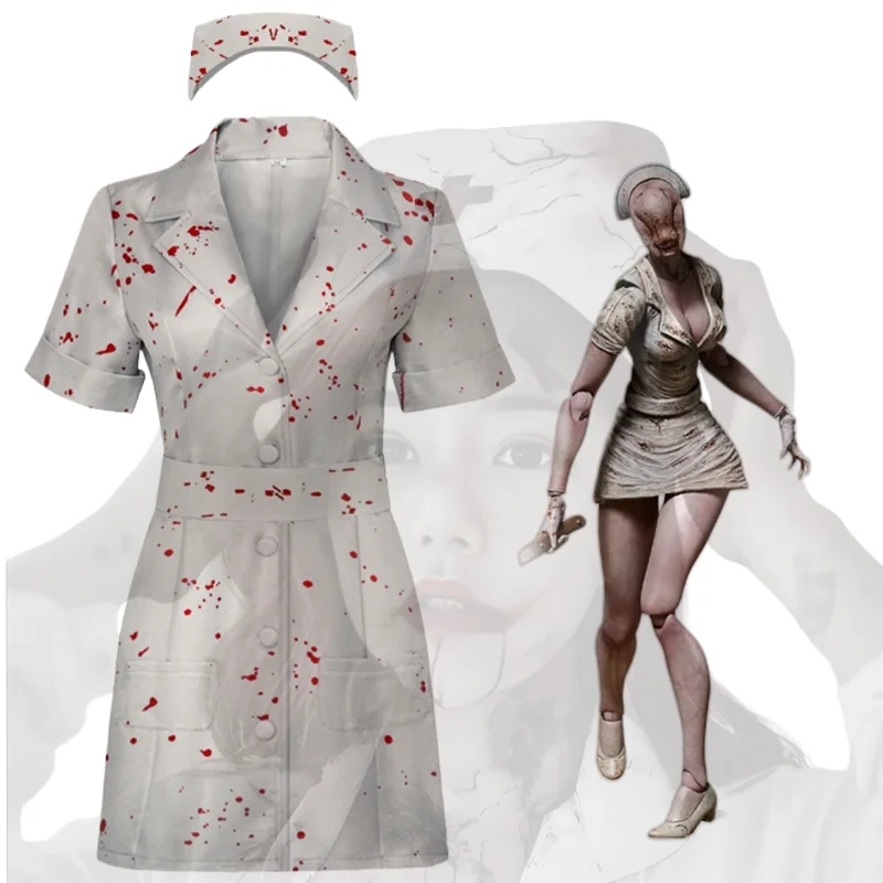 2024 фильм Silent Hill женский костюм медсестры для косплея Remake Horror зомби платье