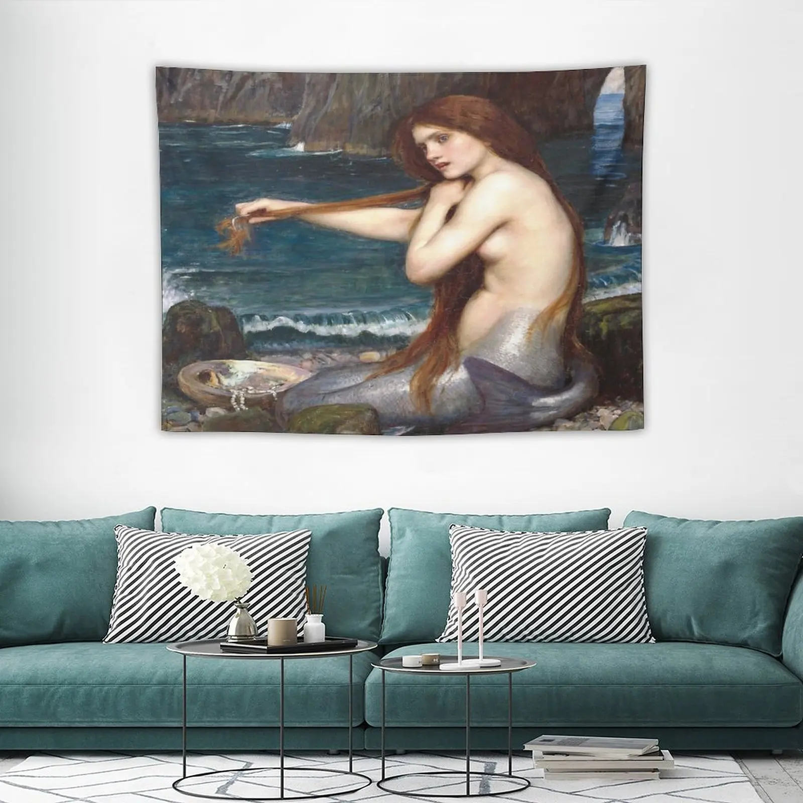 

Astrology Mermaid - John William Waterhouse Tapestry Fabric Poster Cloth Wall Coverings Room Decor Gothic Room Decor