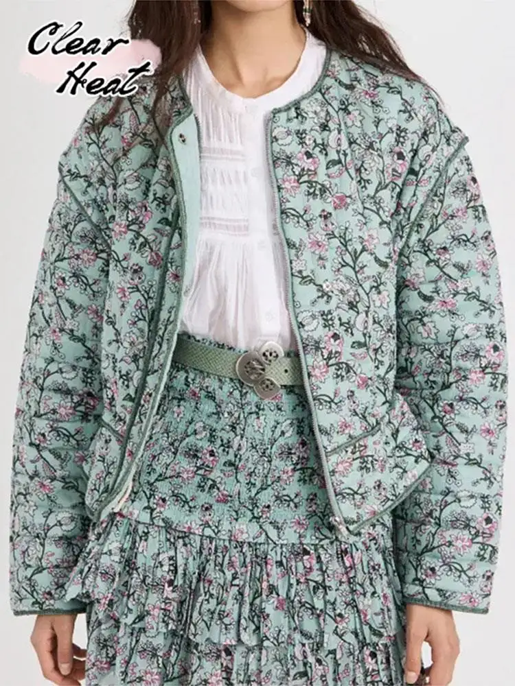 Green Floral Printed Single Breasted Cotton Coat For Women Fashion O Neck Long Sleeve Loose Jacket Female Autumn Winter Cardigan
Green Floral Printed Single Breasted Cotton Coat For Women Fashion O Neck Long Sleeve Loose Jacket Female Autumn Winter Cardigan