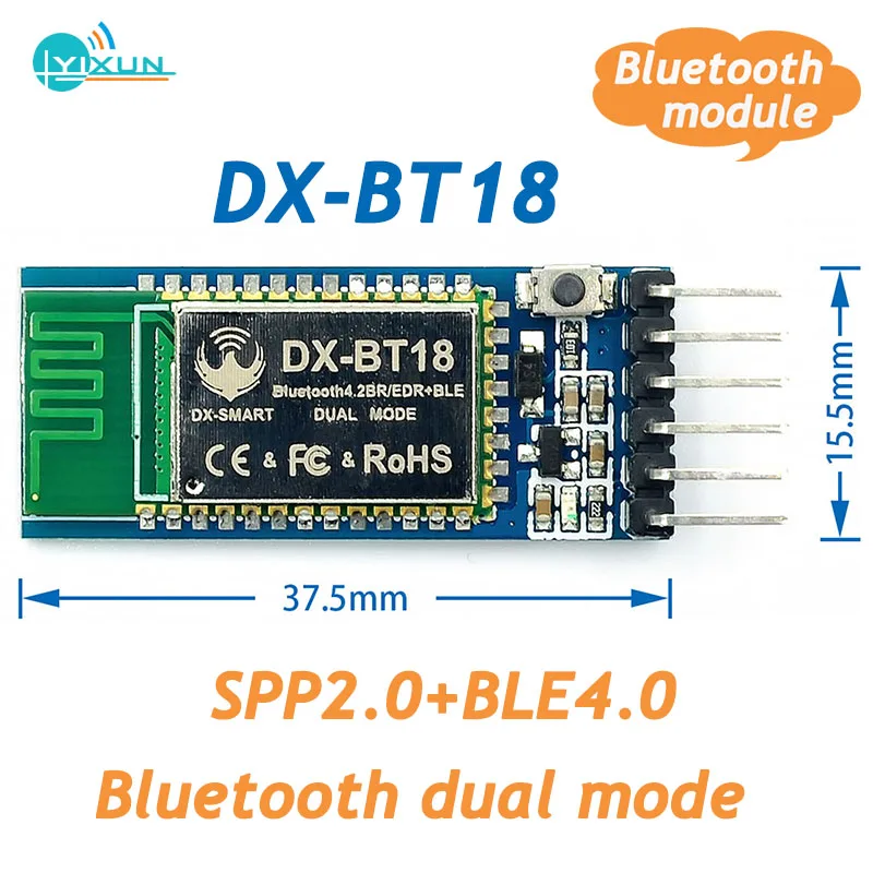 

10pcs DX-BT18 Bluetooth module SPP2.0 dual mode BLE4.0 with pin Serial port transparent transmission Compatible with HC-05 HC-06