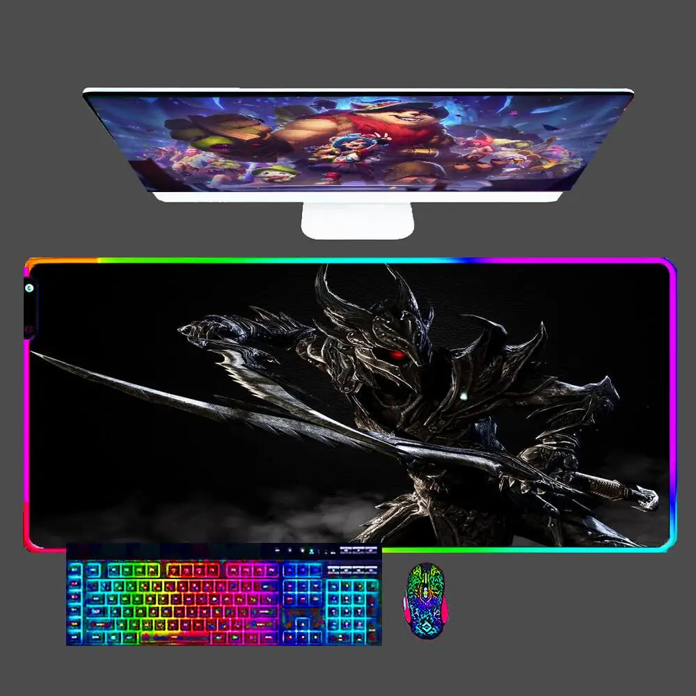 

The Elder Scrolls V Skyrim LED Mouse Pad Gamers Decoracion Gamer Desk Mat RGB Mousepad XXL Gaming Accessories Varmilo Keyboard