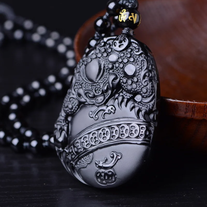 Natural Black Obsidian Hand Carved Pixiu Jade Pendant Fashion Boutique Jewelry Men's and Women's Never Ask Necklace
Natural Black Obsidian Hand Carved Pixiu Jade Pendant Fashion Boutique Jewelry Men's and Women's Never Ask Necklace