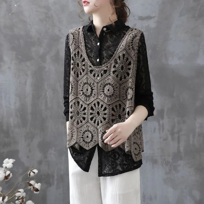 Pure cotton boutique artistic hook flower hollowed out knitted vest for women summer outerwear sleeveless women casual vest
Pure cotton boutique artistic hook flower hollowed out knitted vest for women summer outerwear sleeveless women casual vest