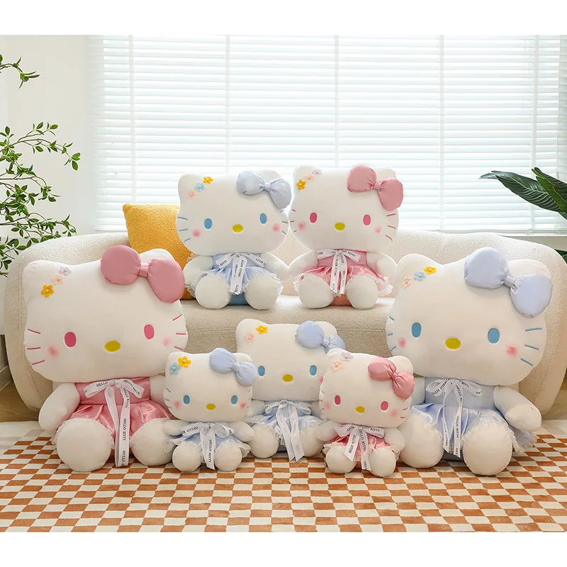 

Cartoon Hello Kitty Stuffed Animals Kawaii Cat Plush With Skirt Cute Anime Plushies Hellokitty Soft Toy Peluches Gift