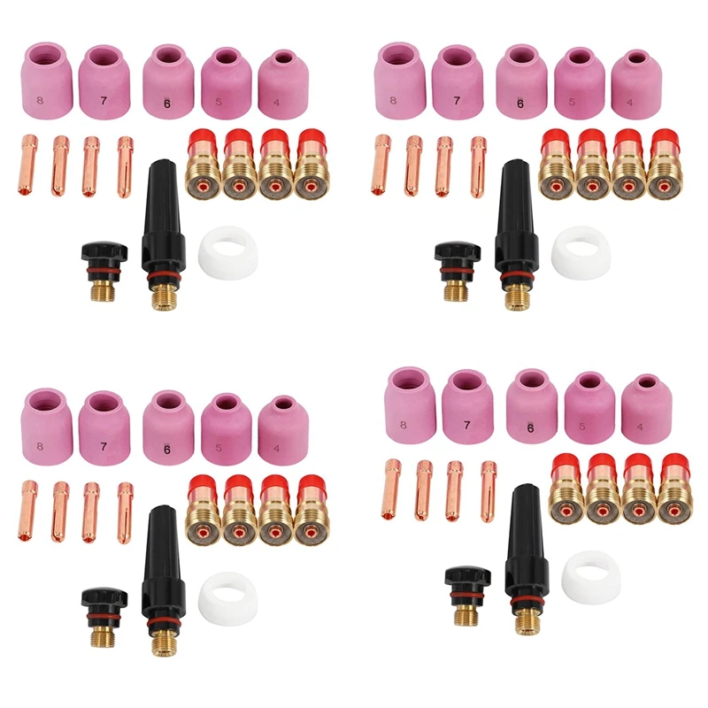 TOP 4X TIG Welding Torches Stubby Gas Lens Collets Alumina Nozzles Back Cap Kit For SR WP 17 18 26 Series 16Pcs
TOP 4X TIG Welding Torches Stubby Gas Lens Collets Alumina Nozzles Back Cap Kit For SR WP 17 18 26 Series 16Pcs
